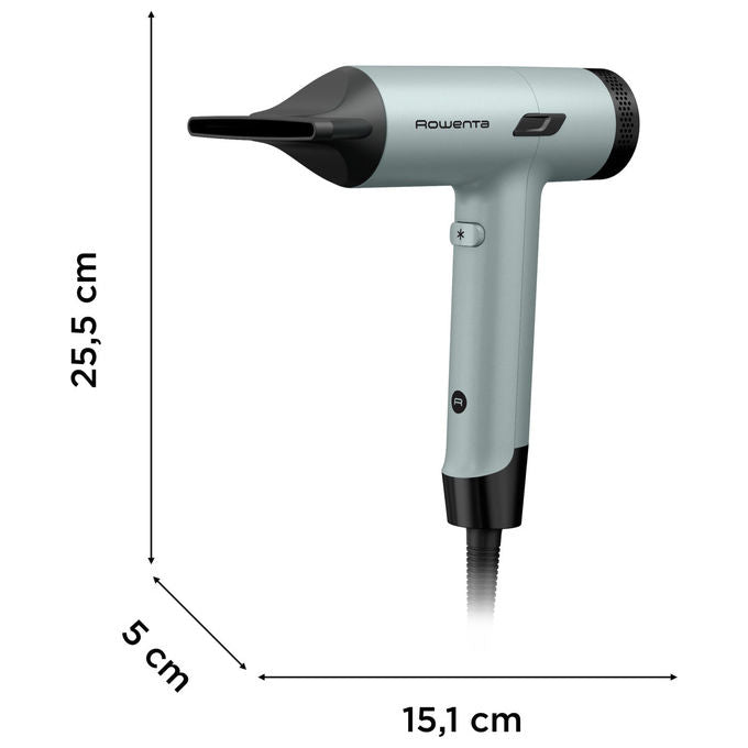 Rowenta HY7120E0 Tiny Asciugacapelli 1600 W Motore Digitale 3 Velocita' 3 Temperature Ionizzazione Getto Aria Fredda Diffusore Concentratore colore Nero Verde