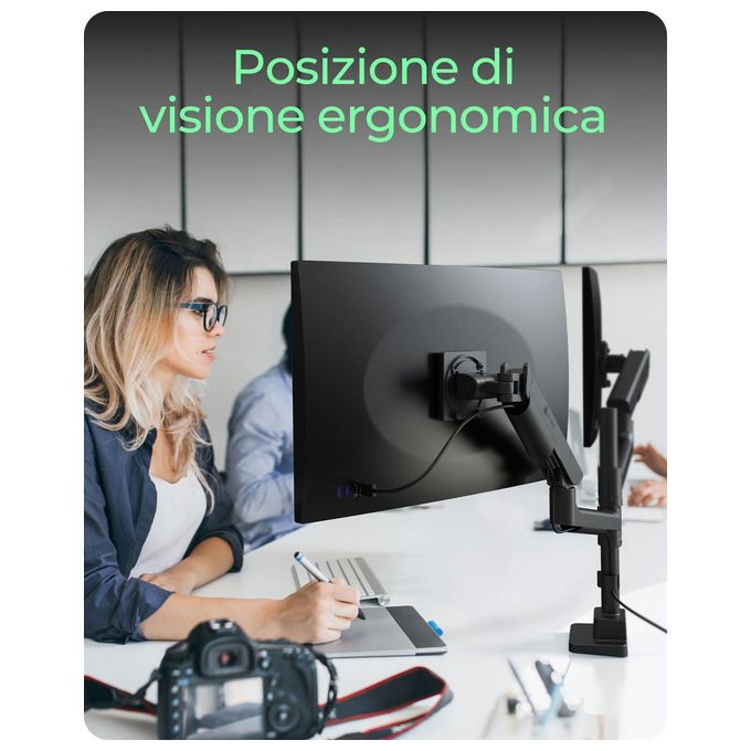 ICY BOX IB-MS702-T Supporto per Monitor per 2 Monitor fino a 57'' 27 Kg Ciascuno colore Nero
