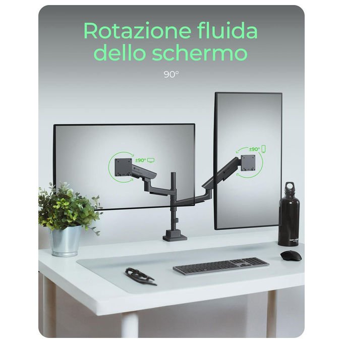 ICY BOX IB-MS702-T Supporto per Monitor per 2 Monitor fino a 57'' 27 Kg Ciascuno colore Nero