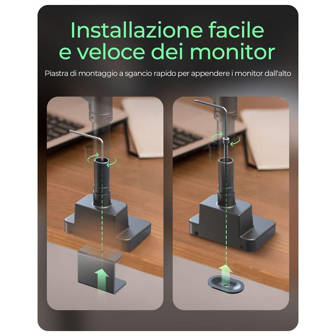 ICY BOX IB-MS702-T Supporto per Monitor per 2 Monitor fino a 57'' 27 Kg Ciascuno colore Nero