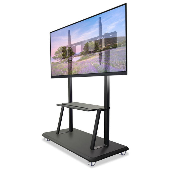 Techly ICA-TR31 Supporto da pavimento per TV 55-120'' con mensola e ruote 150 Kg VESA 1000x600 mm colore Nero