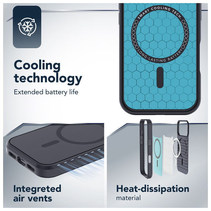 Cellularline ICYMAGIPH18PROB ICY MAG Cover per iPhone 18 Pro con tecnologia MagSafe e dissipazione del calore colore Blu
