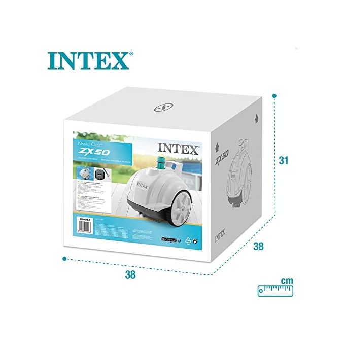 Intex 28007EX ZX50 Robot Pulitore Automatico Piscine Fuori Terra fino a 488 cm Pompa 3407 5678 L-h Tubo 6,50 m colore Bianco