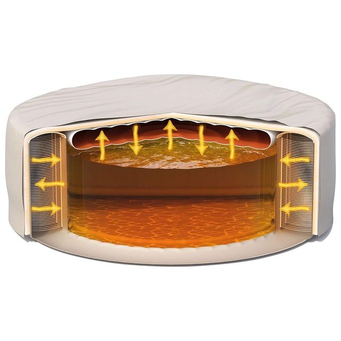 Intex 28476EX PureSpa Vasca Idromassaggio Gonfiabile Bubble Massage con Telo Efficienza Energetica 4 posti 120 Getti Riscaldatore PVC Beige 196x71 cm Con Telo ad Efficienza Energetica 4 posti Beige