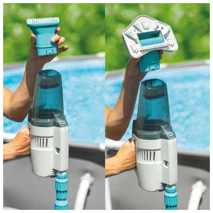 Intex ZR200 28628 Aspirapolvere Ricaricabile per Piscine e Spa Asta 280 cm 2 Testine 100 min autonomia colore Blu Bianco