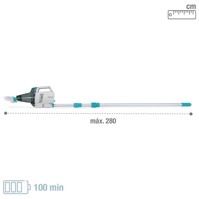 Intex ZR200 28628 Aspirapolvere Ricaricabile per Piscine e Spa Asta 280 cm 2 Testine 100 min autonomia colore Blu Bianco