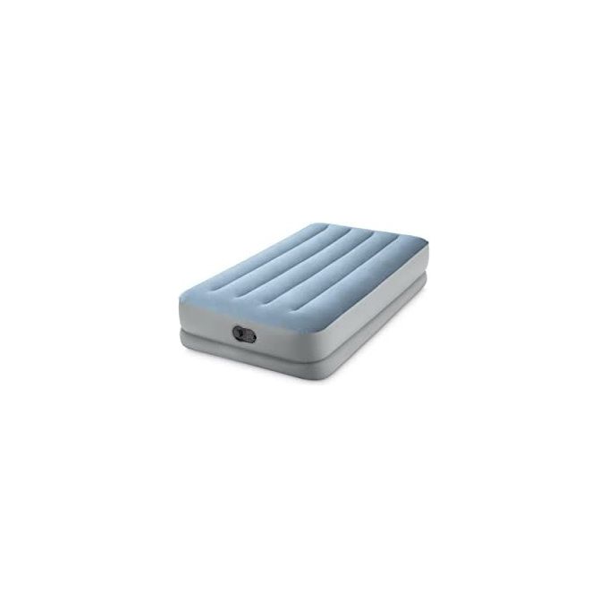 Intex 64157 Dura-Beam Mid-Rise Comfort Materasso Gonfiabile Singolo 99x191x36 cm Pompa USB Fiber-Tech 136 Kg colore Azzurro