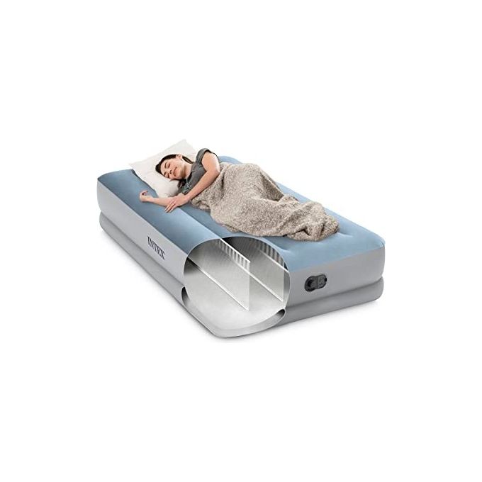 Intex 64157 Dura-Beam Mid-Rise Comfort Materasso Gonfiabile Singolo 99x191x36 cm Pompa USB Fiber-Tech 136 Kg colore Azzurro