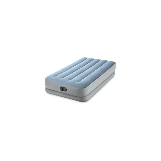 Intex 64157 Dura-Beam Mid-Rise Comfort Materasso Gonfiabile Singolo 99x191x36 cm Pompa USB Fiber-Tech 136 Kg colore Azzurro
