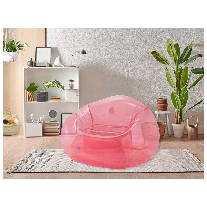 Intex 66501NP Poltrona Gonfiabile Beanless Bag Rosa Trasparente 137x127x74 cm
