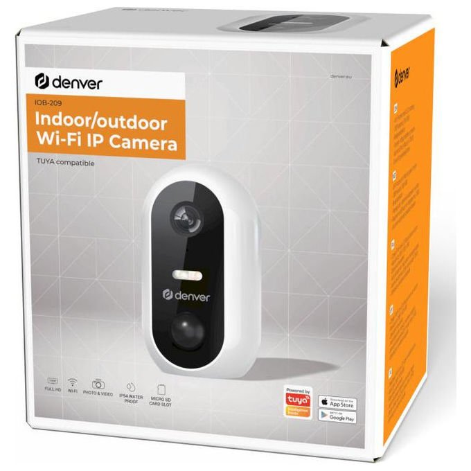 Denver IOB-209 Telecamera di sicurezza IP Wireless Interno Esterno 1920x1080 Pixel Angolo 90° Compatibile TUYA colore Bianco