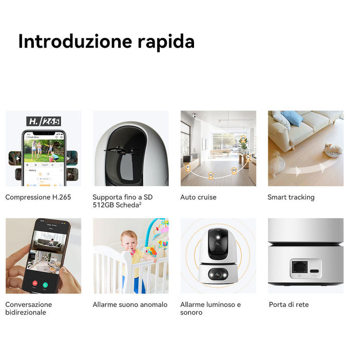 Imou IPC-S2XEP-10M0S Ranger Dual Pro Telecamera da interno 10MP Wi-Fi 2.4-5GHz colore Bianco