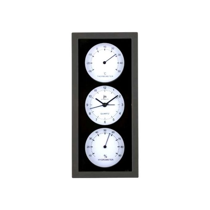 JM Orologio da Parete con Termometro e Igrometro Nero e Bianco