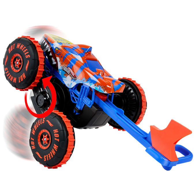 Hot Wheels JFR39 Monster Trucks Tiger Shark Super Scalatore RC Veicolo Radiocomandato con Modalita' Climber e Speeder colore Rosso