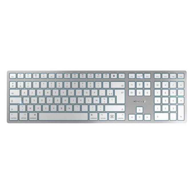 Cherry JK-9110FR-1 Tastiera Universale KW 9100 Slim for Mac Argento Layout AZERTY Bluetooth USB
