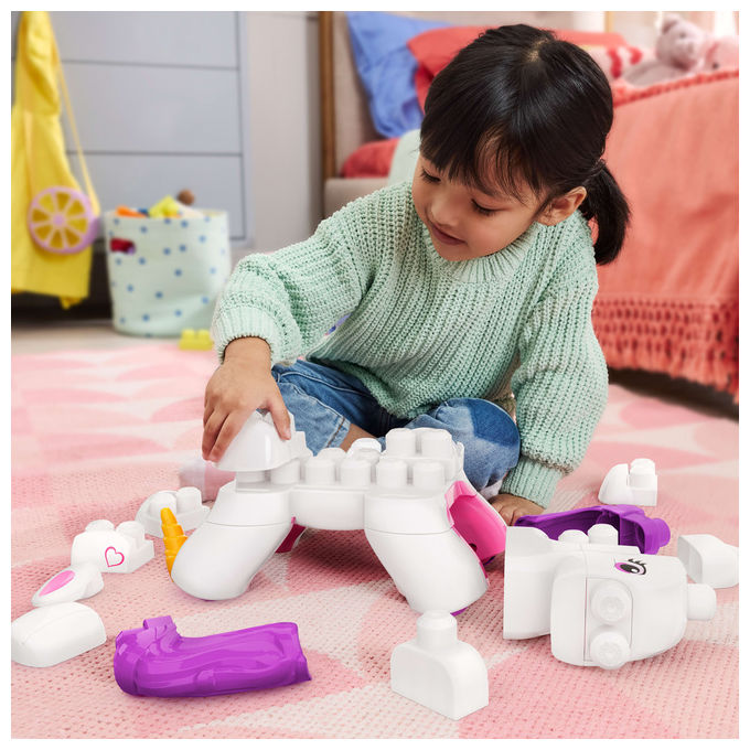 MEGA BLOKS JKG36 Fisher-Price 3-in-1 Unicorno Costruisci e Incanta con 26 Blocchi Grandi Facili da Montare per Bambini colore Multicolore