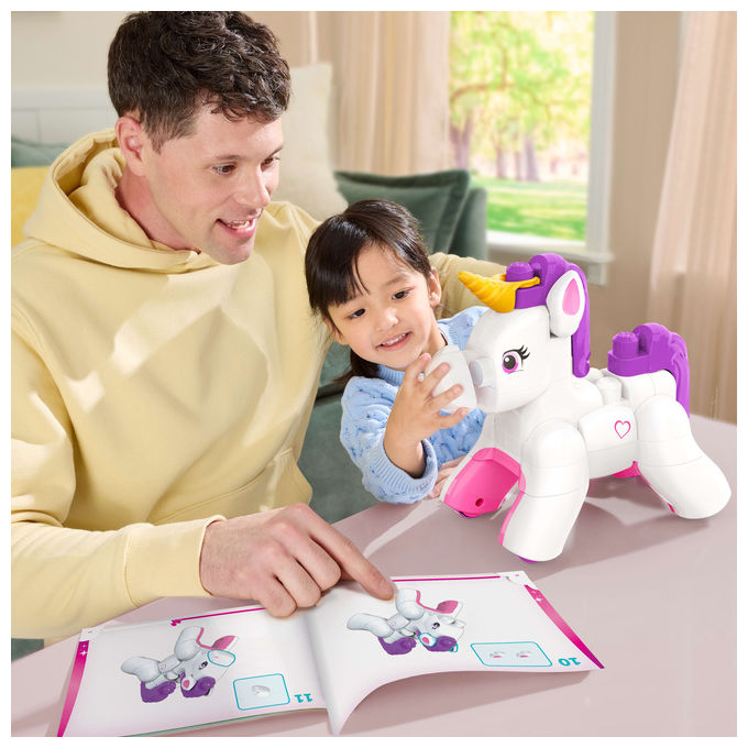 MEGA BLOKS JKG36 Fisher-Price 3-in-1 Unicorno Costruisci e Incanta con 26 Blocchi Grandi Facili da Montare per Bambini colore Multicolore
