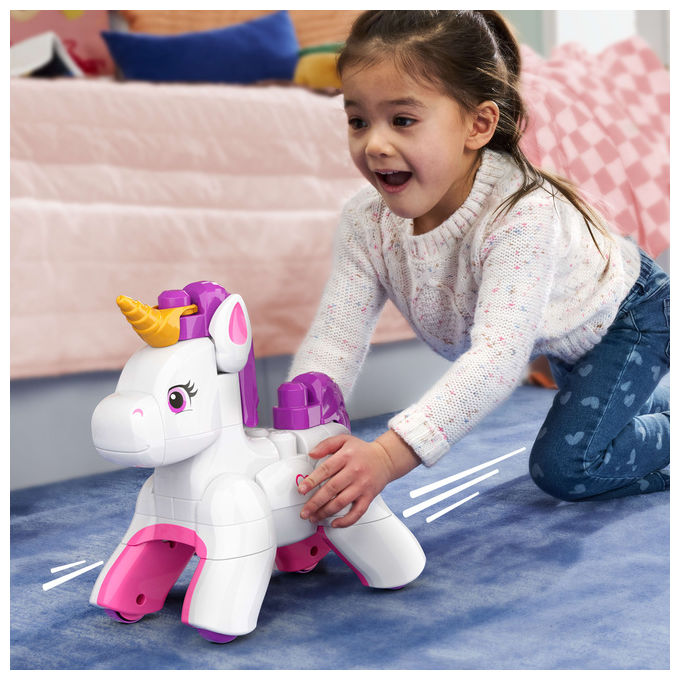 MEGA BLOKS JKG36 Fisher-Price 3-in-1 Unicorno Costruisci e Incanta con 26 Blocchi Grandi Facili da Montare per Bambini colore Multicolore