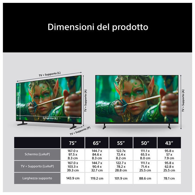 Sony K-65S25M2 BRAVIA 2 II TV 4K Ultra HD Direct-LED Google TV colore Nero
