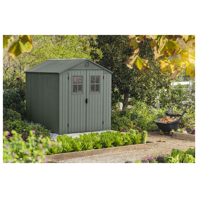 Keter Casetta da Giardino Darwin 6x8 con Finestre Frontali 190 x 183 x 221 cm Verde