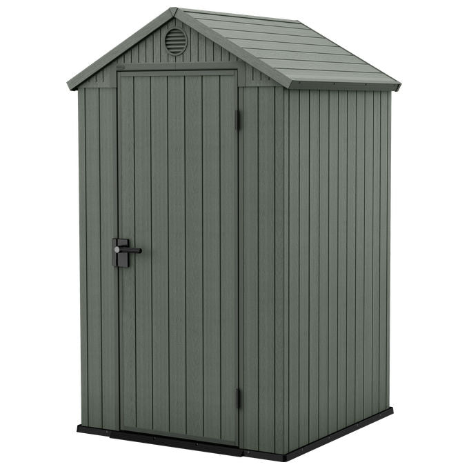Keter 259037 Darwin 4x4 Casetta da Giardino in Resina EVOTECH+ Pavimento Incluso Tetto a Due Spioventi 75 Kg-m² colore Verde