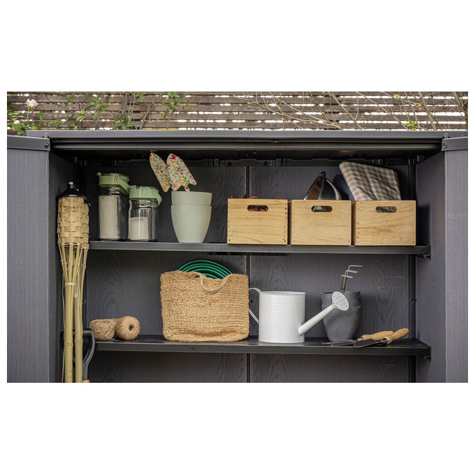 Keter Box Porta Attrezzi Vertical Shed Signature Walnut 140x73,6x170,4H cm