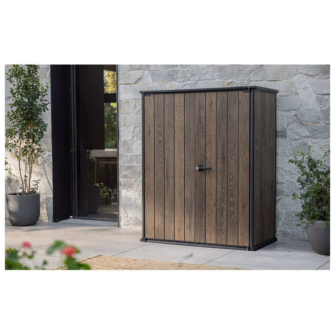Keter Box Porta Attrezzi Vertical Shed Signature Walnut 140x73,6x170,4H cm