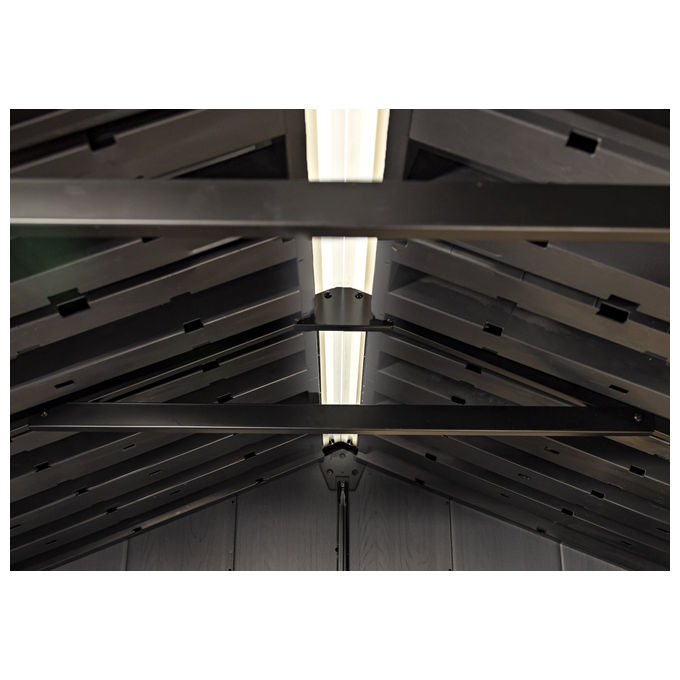 Keter 263098 Signature Apex Casetta da Giardino in Resina 350x230x246 cm 6,8 m² Tetto a Due Falde Pavimento Incluso colore Walnut