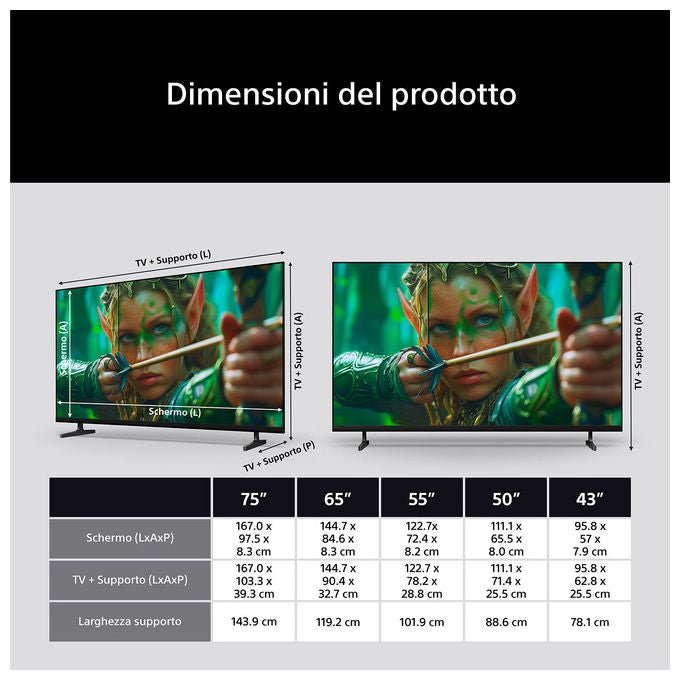Sony K43S25M2PB Google TV 43'' 4K Ultra HD Smart TV colore Nero