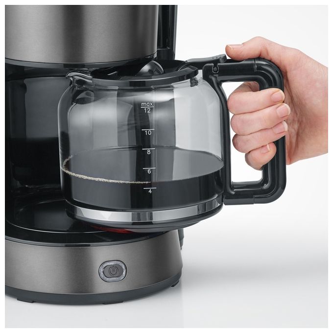 Severin KA9340 Caffettiera a Filtro 1.25 L con Spegnimento Automatico e Sistema Anti-goccia colore Nero Inox