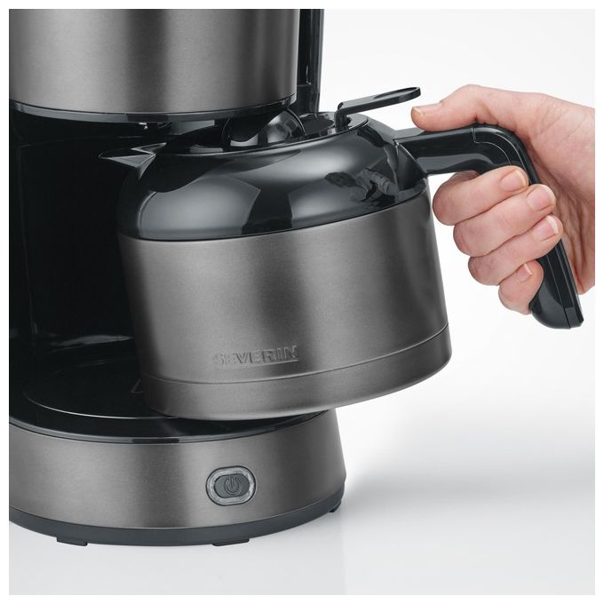 Severin KA 9343 Macchina da caffe' Automatica-Manuale 1 L 8 tazze 1000 W con caraffa termica in acciaio inox colore Nero Acciaio inox