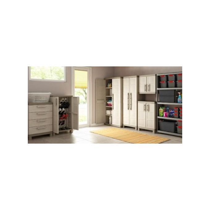 Keter Armadio da esterno in resina Excellence Basso con 2 ripiani regolabili 65x45x97h per organizzare spazi esterni
