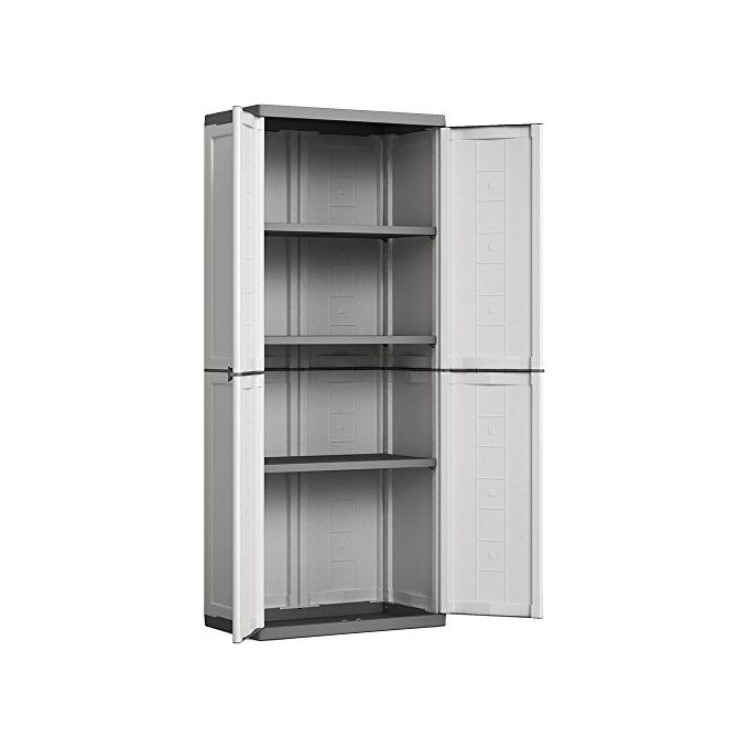 KETER Armadio da esterno in resina JOLLY Alto con 3 ripiani regolabili 68x39x166h per organizzazione ottimale
