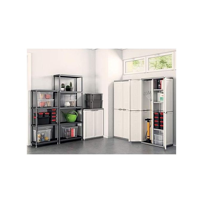 Keter Armadio da esterno in resina JOLLY Basso con 1 ripiano regolabile dimensioni 68x39x85h ideale per organizzare spazi esterni