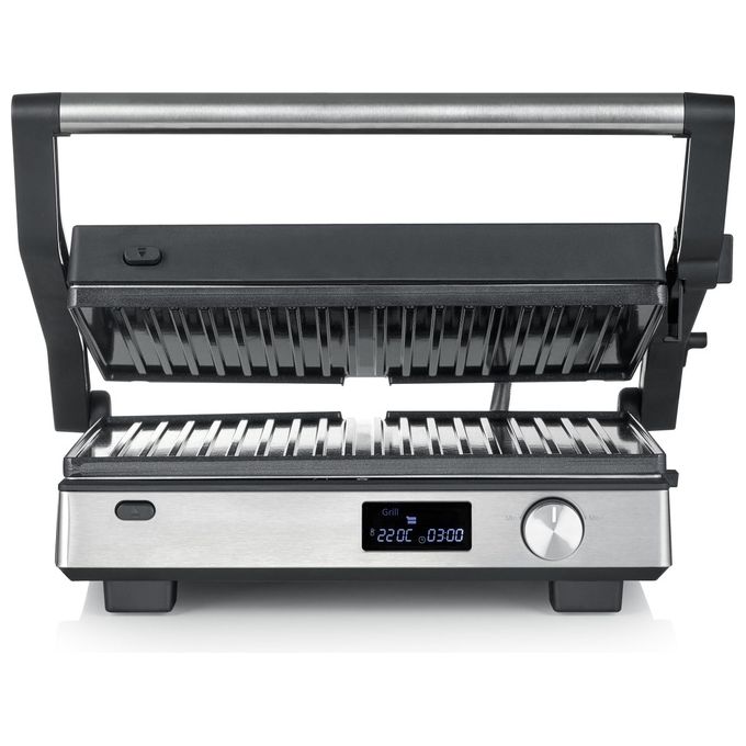 Severin KG2380 Seveni Flex Grill De Contatto 3 in 1 2000 W Superficie 29x23 cm Rivestimento in Ceramica Piastra Rimovibile Timer incluso Termometro Regolabile colore Nero