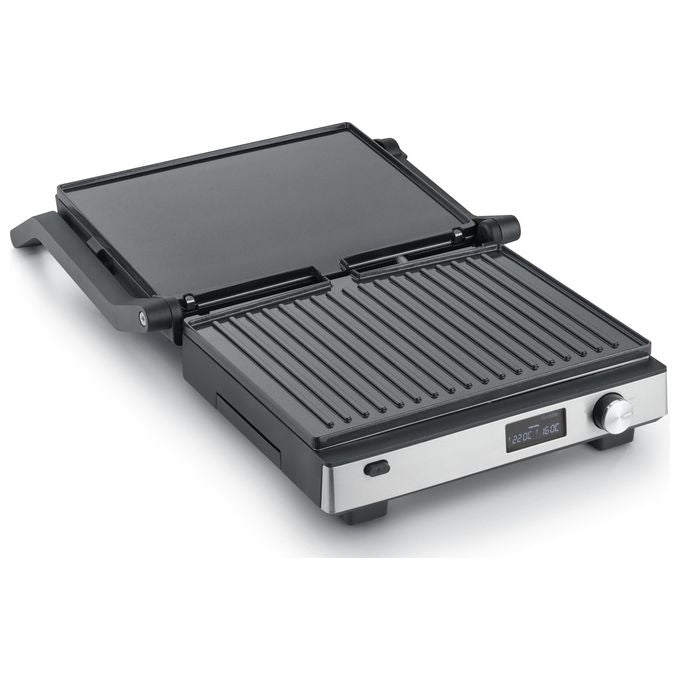 Severin KG2380 Seveni Flex Grill De Contatto 3 in 1 2000 W Superficie 29x23 cm Rivestimento in Ceramica Piastra Rimovibile Timer incluso Termometro Regolabile colore Nero