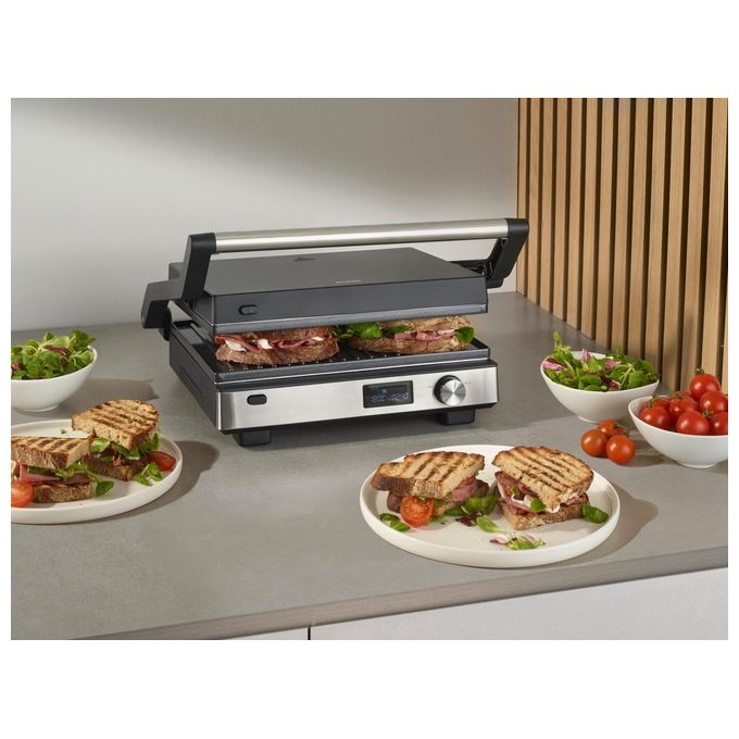 Severin KG2380 Seveni Flex Grill De Contatto 3 in 1 2000 W Superficie 29x23 cm Rivestimento in Ceramica Piastra Rimovibile Timer incluso Termometro Regolabile colore Nero