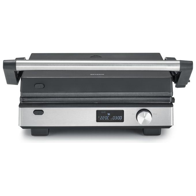Severin KG2380 Seveni Flex Grill De Contatto 3 in 1 2000 W Superficie 29x23 cm Rivestimento in Ceramica Piastra Rimovibile Timer incluso Termometro Regolabile colore Nero