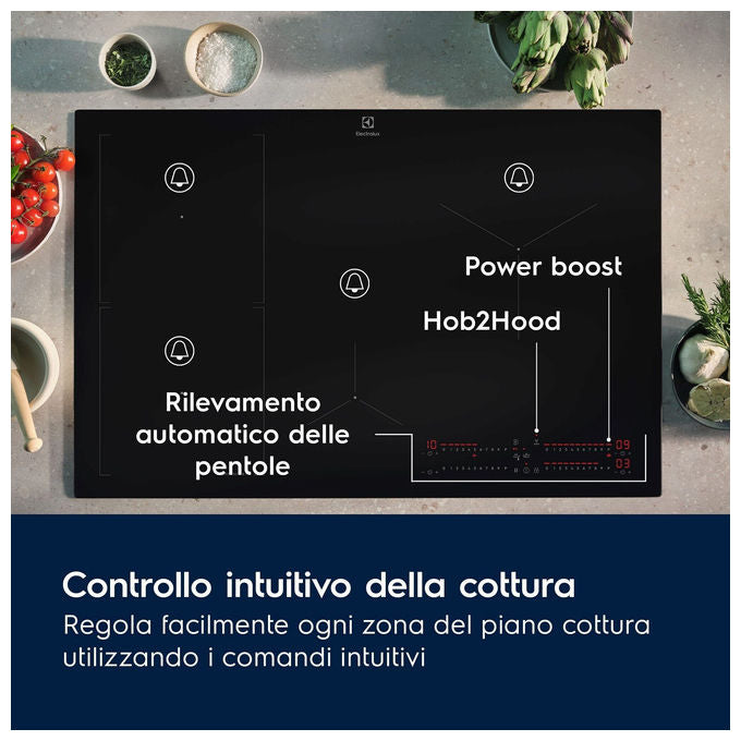Electrolux KIS62453IZ Serie 700 Piano cottura induzione 60 cm 4 zone SenseBoil Bridge Hob2Hood Slider Touch colore Nero