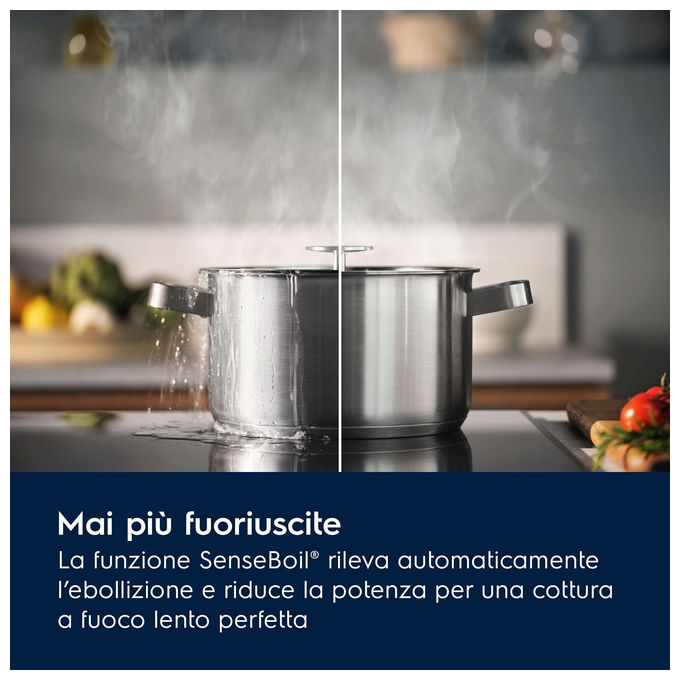 Electrolux KIS62453IZ Serie 700 Piano cottura induzione 60 cm 4 zone SenseBoil Bridge Hob2Hood Slider Touch colore Nero