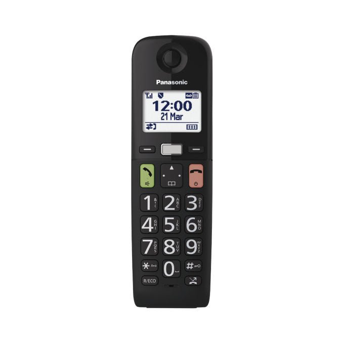 Panasonic KX-TGU132EXB Telefono Cordless Digitale con Segreteria Nera 2 Ricevitori Tasti Grandi EAC