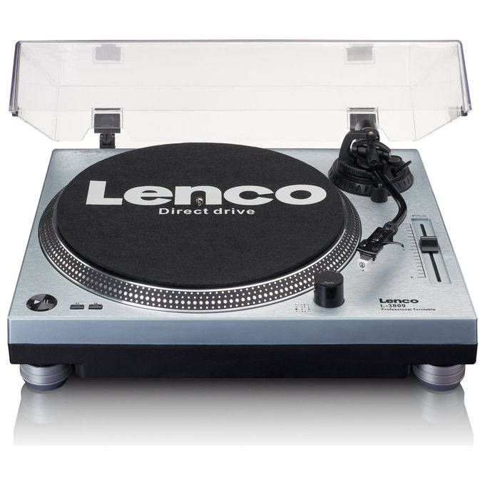 Lenco L-3809ME Giradischi a trasmissione diretta Manuale con USB Tipo A e Preamplificatore Fonico Integrato Velocita' 33 45 Giri-min colore Blu Metallico
