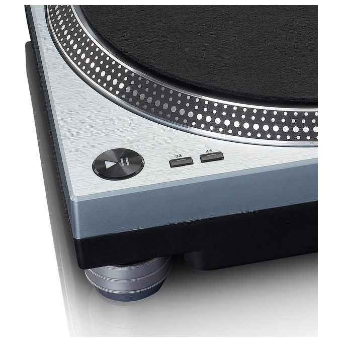 Lenco L-3809ME Giradischi a trasmissione diretta Manuale con USB Tipo A e Preamplificatore Fonico Integrato Velocita' 33 45 Giri-min colore Blu Metallico