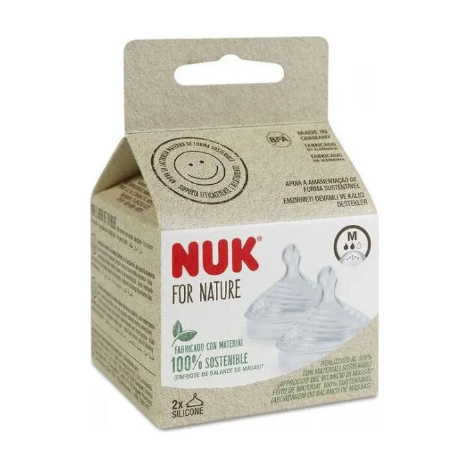 NUK For Nature - Tettarella M Silicone 6-18 mesi (2 pezzi) con Valvola Anti-Colica