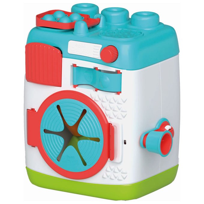 Clementoni, Lavatrice Sensoriale Clemmy Baby, 5 Mattoncini Morbidi, Gioco educativo interattivo