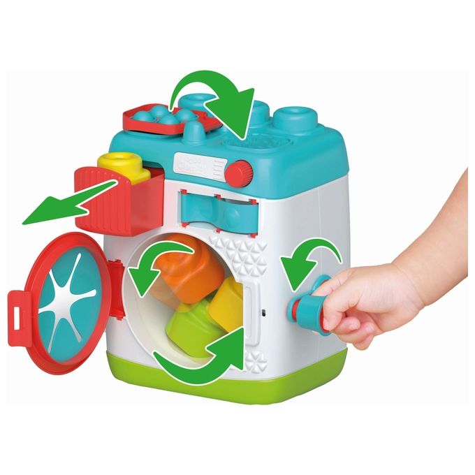 Clementoni, Lavatrice Sensoriale Clemmy Baby, 5 Mattoncini Morbidi, Gioco educativo interattivo