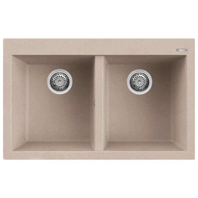 Elleci Lavello Acheo 79x50cm 2 Vasche con Gocciolatoio Granito Rosa