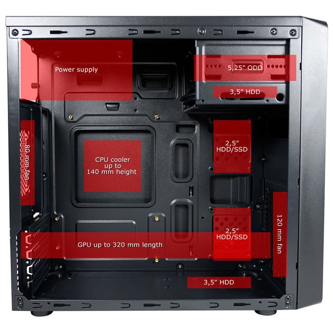 LC-Power LC-2017MB-ON Micro Tower Case per scheda madre Micro-ATX e Mini-ITX Alimentatore ATX colore Nero