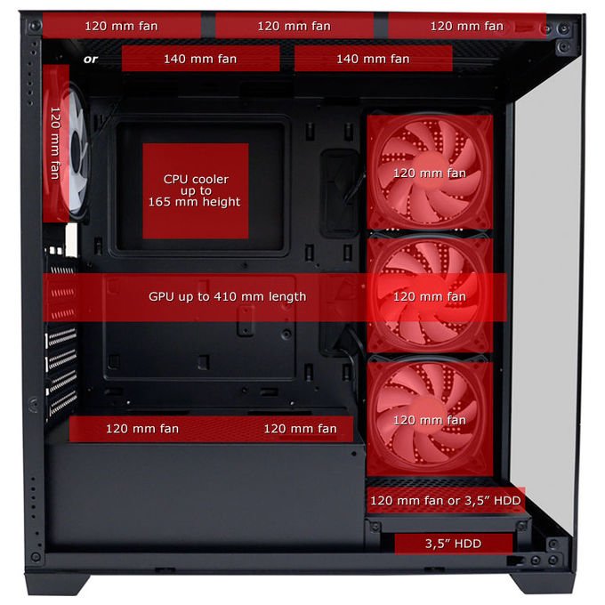 LC-Power LC-715B-ON Geh Midi ATX Gaming 715B Seamless_X Case PC ATX con ventole 120 140 mm colore Nero