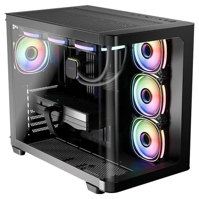 LC-Power LC-8001B-ON Gaming 8001B Pro-Storm Dark Case Midi Tower con Supporto ATX Micro-ATX Mini-ITX e Vetro Temperato colore Nero